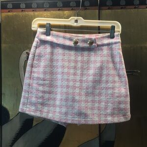 Pink and White Tweed Check Skort